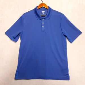 Lands Ends Mens Royal Blue Performance Polo Medium 38-40 Polyester OEKO-TEX
